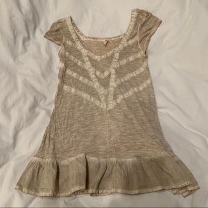 Free People cream burnout ruffle top